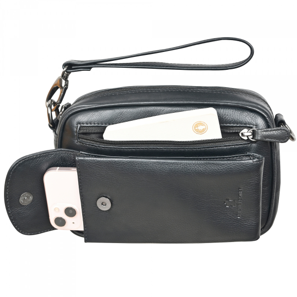 Leder Handgelenktasche für Unisex aus Rindleder 23- (147A) Herrentasche echtes Leder Tasche Bag Neu